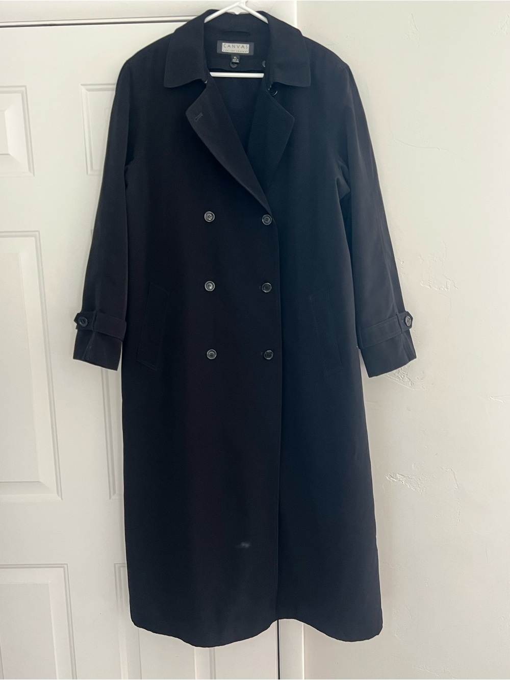 Canvas by Gallery Black Double-Breasted Long Trench Coat